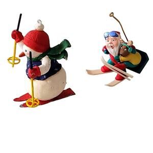 Vintage 1997 Hallmark Cards Inc. Christmas Ornament Snowman Santa Reindeer Sking